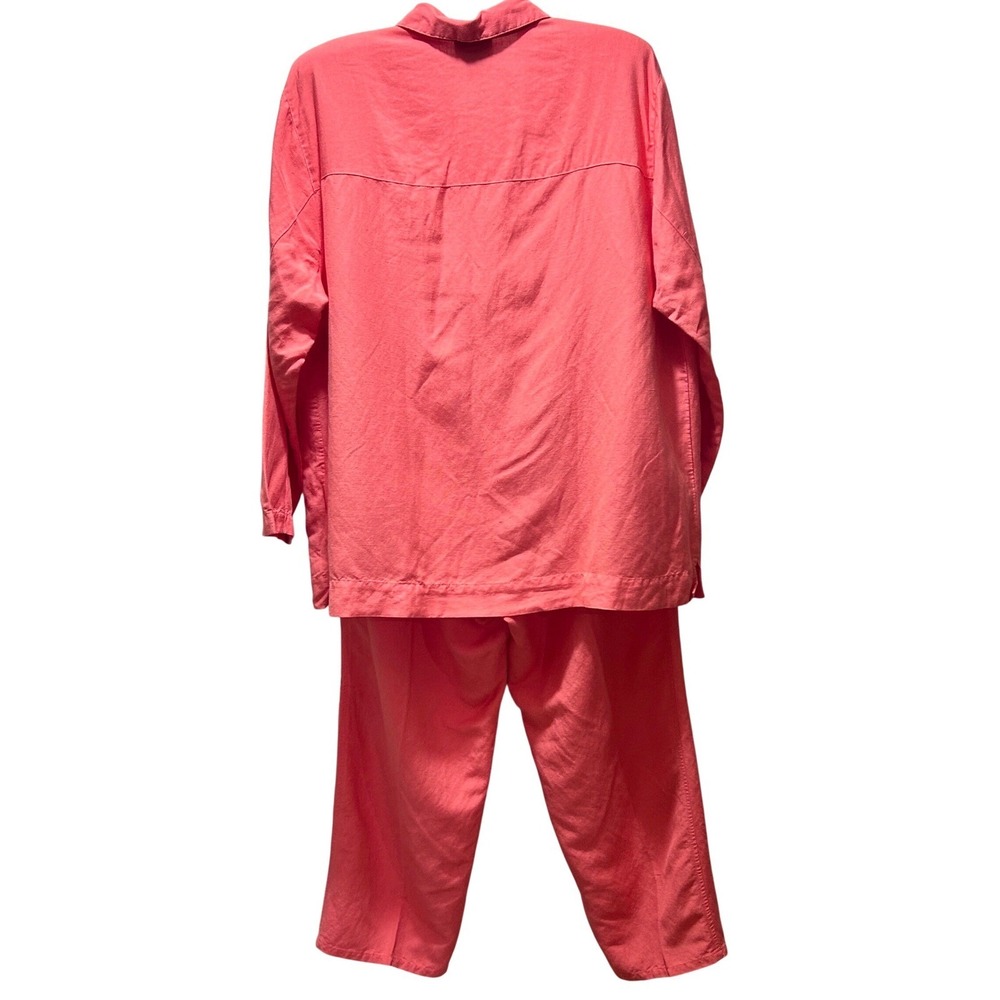 Womens 1X Vintage Sigrid Olsen Sport Linen Rayon Coral Pant Set Resort Coastal - Picture 3 of 16